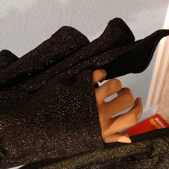 By Carmin Gold Sparkle Ruffled Black Stretching Dress 1x2x3x Sizes - Picture 10 of 12